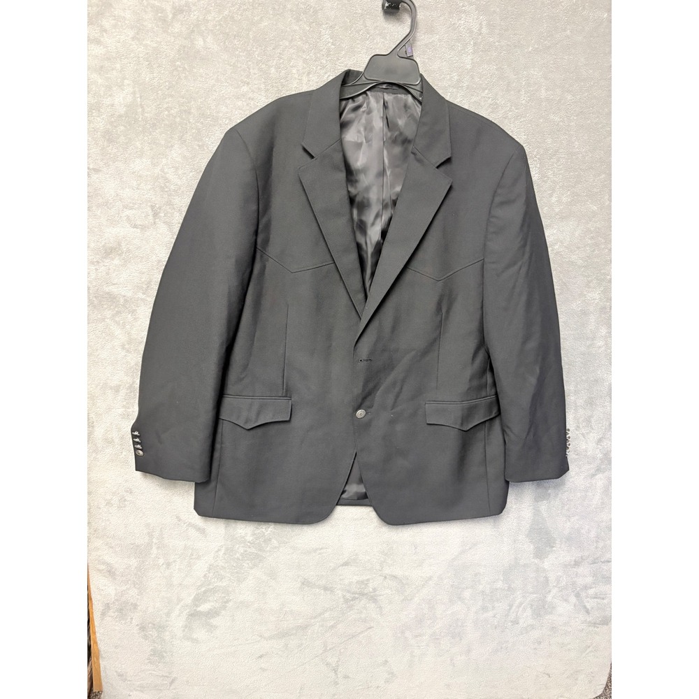Red Sky Mens Western Blazer Black Wool Blend Western Sport Coat 46R